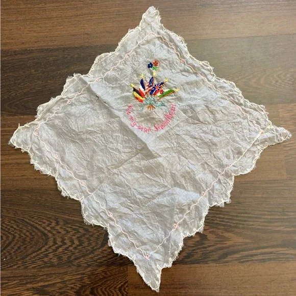 Antique WWI Embroidered Silk Hankie - WWI Flags Design - To My Dear Sweetheart